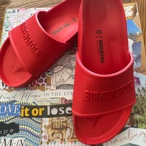 Birkenstock women’s Red Slide Sandals